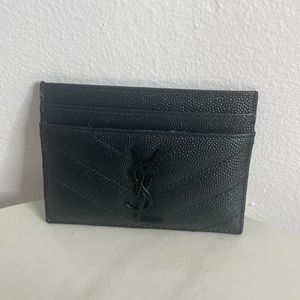YSL CASSANDRE MATELASSÉ CARD CASE IN GRAIN DE POUDRE EMBOSSED LEATHER
